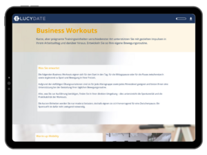 Bildschirm mit Informationen zu Business Workouts