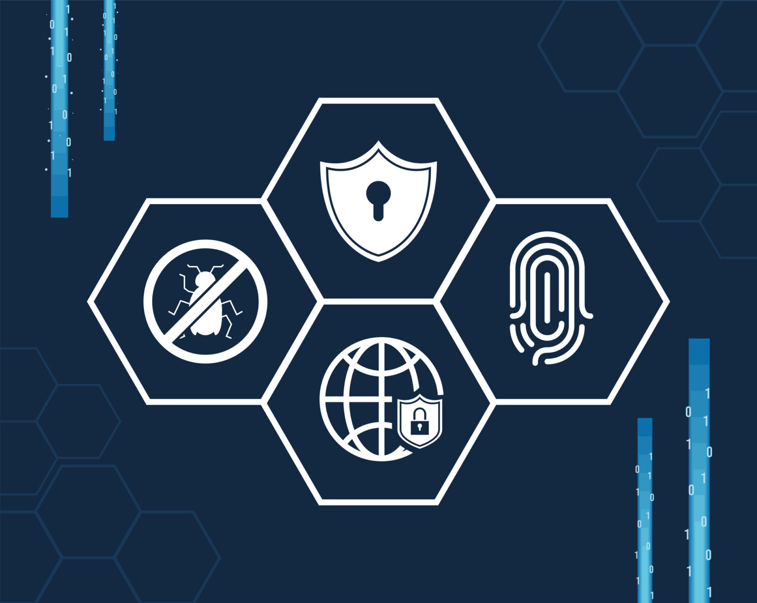vier Cyber-Security Icons